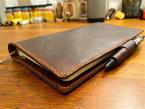 Full-Grain VegTan Leather Notebook Cover w/ Large Moleskin & Fine Tip ...