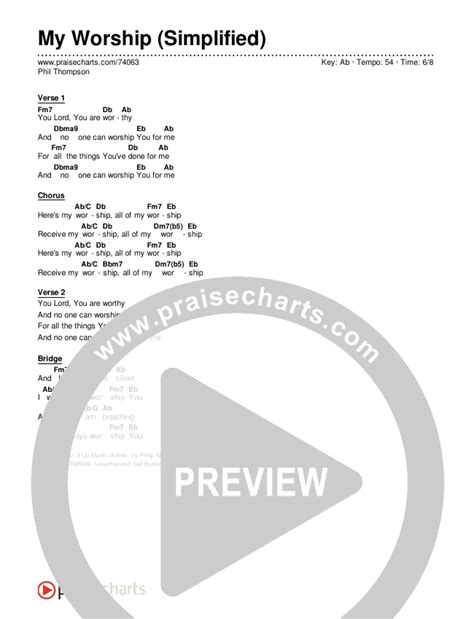 My Worship (Simplified) Chords PDF (Phil Thompson) - PraiseCharts