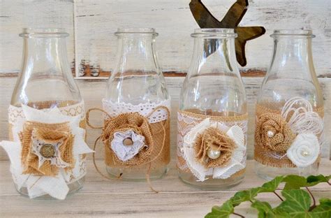 Wedding Burlap Decorated Jars, (set 4), Shabby Chic Jar, Rustic Wedding ...