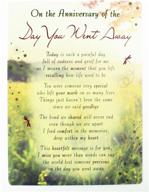 Anniversary Death Grave Card Bereavement Memorial Remembrance Keepsake ...