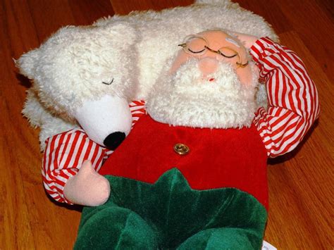 Animated Motionette Snoring Santa Claus Sleeping Polar Bear Christmas Figure | #1836201236