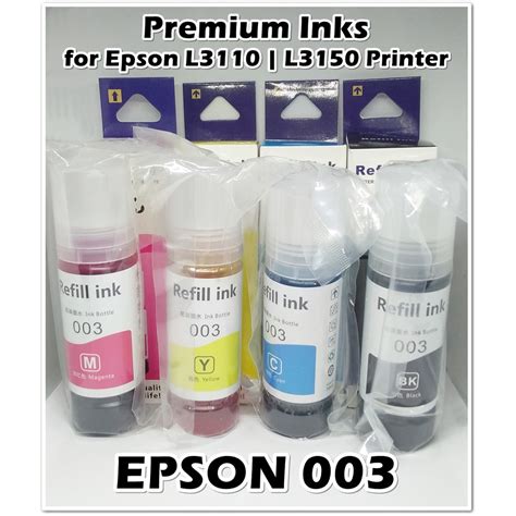 Epson 003 Premium Dye Ink Refill 70ml Compatible for Epson L3110 L3116 ...