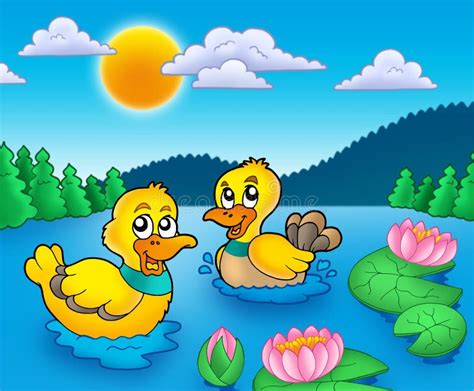 Two Ducks In The Sun stock vector. Illustration of sunshine - 58665468