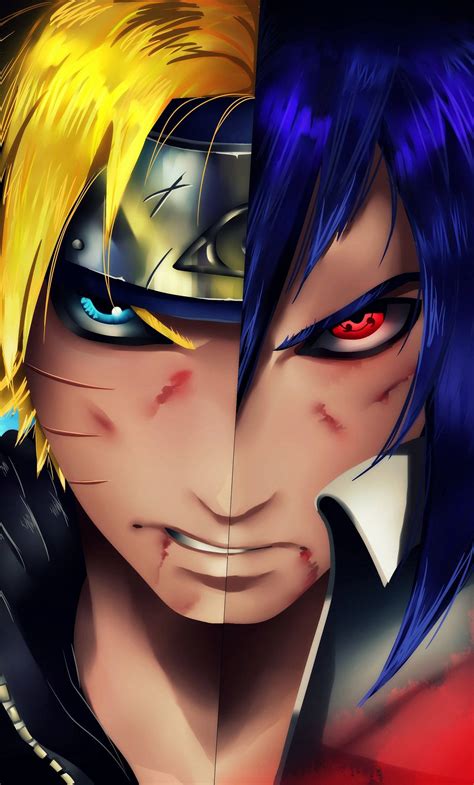 Download Half Face Sasuke Naruto iPhone Digital Painting Wallpaper ...