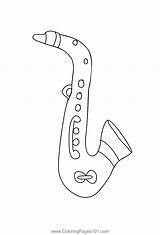 Figural Saxophone Coloring Page For Kids  Free Printable sketch template