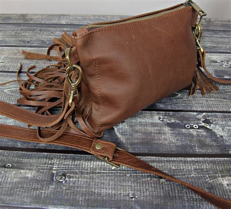 Distressed Leather Fringe Crossbody Purse Handmade Fringe - Etsy