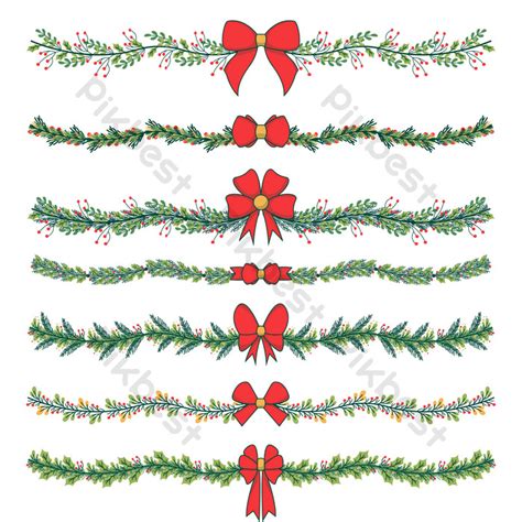 Christmas Garland With Ribbon PNG Images | EPS Free Download - Pikbest