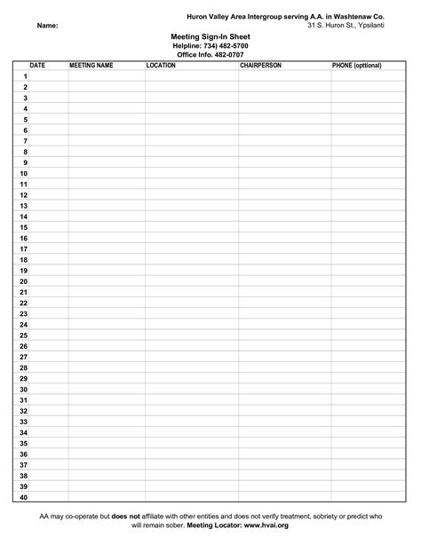 The Benefits Of Using A Meeting Sign-In Sheet - Free Sample, Example & Format Templates - Free ...