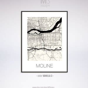 Moline Illinois Moline IL Map Moline Map Moline Print - Etsy