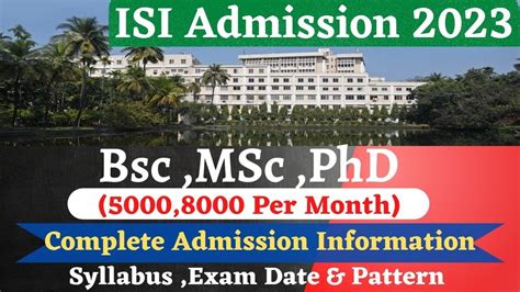 ISI Admission 2023 Complete Information | BSC MSC PHD , Syllabus ...