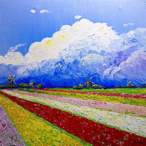 Holland. Tulip fields. Painting by Natalia Shchipakina | Saatchi Art