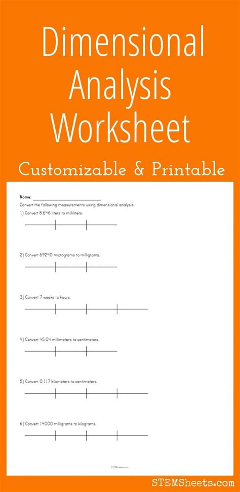 Dimensional Analysis Worksheet | Dimensional analysis, Chemistry worksheets, Teaching chemistry