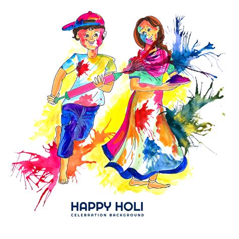 People Celebrating Holi with Paint Splashesh 701672 Vector Art at Vecteezy