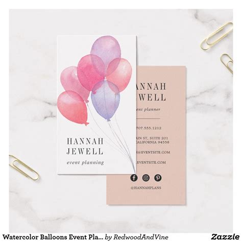 Watercolor Balloons Event Planner Business Card | Zazzle | Event planner business card, Event ...