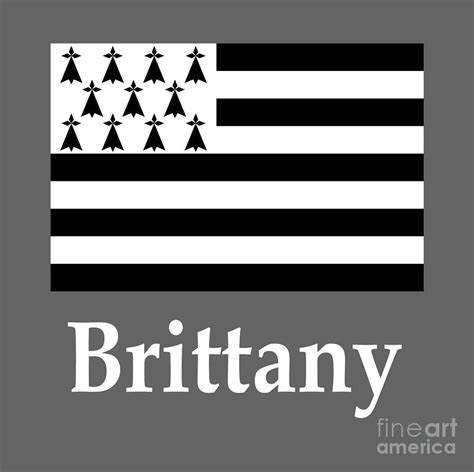 Brittany, France Flag And Name Digital Art by Frederick Holiday