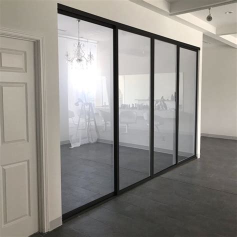 The Sliding Door Company 4- Panel Clear Glass Sliding Room Divider ...