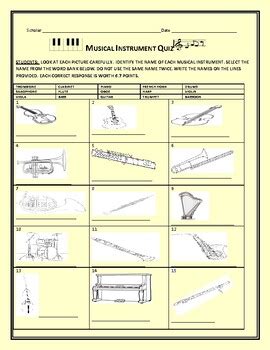 MUSICAL INSTRUMENTS: A FILL- IN QUIZ: IDENTIFY EACH INSTRUMENT! HAVE FUN!