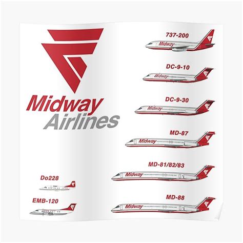 "Midway Airlines fleet graphic circa 1991" Poster by northstardc4m ...