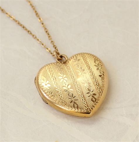 Heart Locket Necklace Gold Heart Locket Vintage Locket