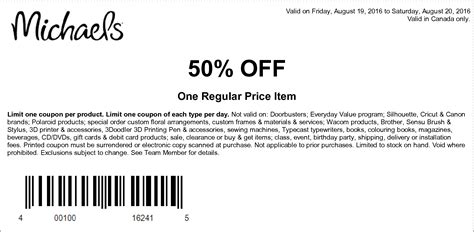 Michaels Coupon: 50% Off One Regular Price Item Through August 20! - RedFlagDeals.com