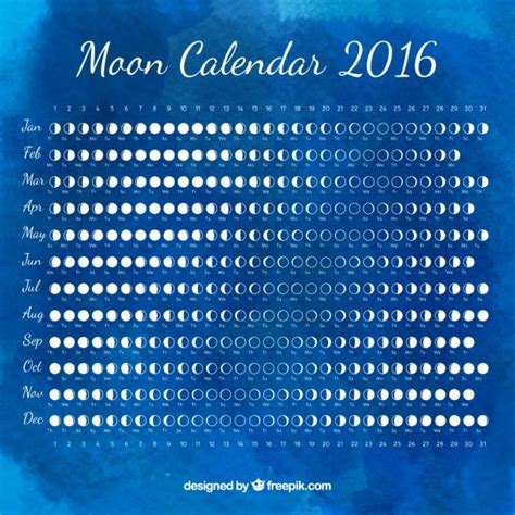 Blue watercolor moon calendar Vector | Free Download