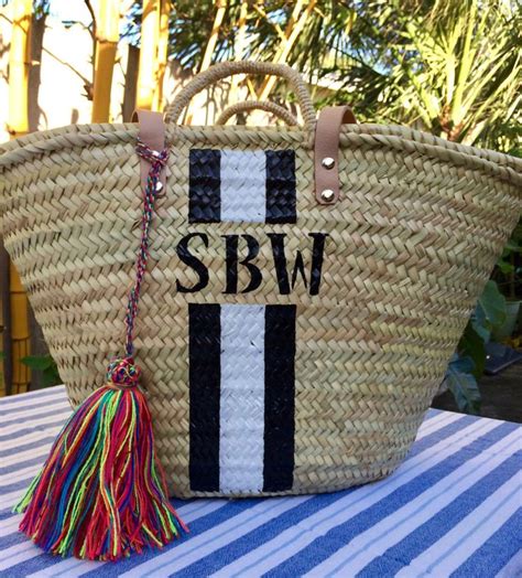 Black Striped Personalized Bag Custom Monogrammed Beach Bag - Etsy ...