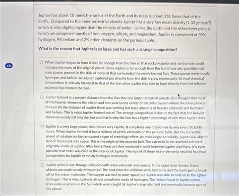 Solved Jupiter has about 10 times the radius of the Earth | Chegg.com