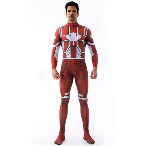 Deluxe Captain Canuck Costume Cosplay Superhero Costume Jumpsuit Bodysuit Halloween Costume For ...