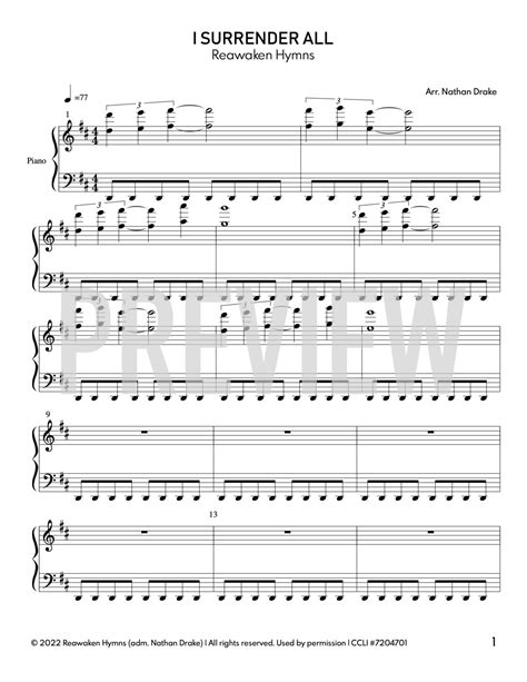 I Surrender All - Piano Sheet Music