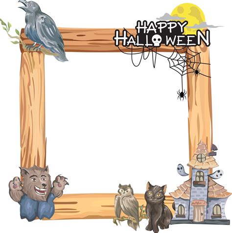 Halloween frame with wooden. 32067468 PNG