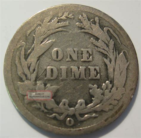 1894 O Silver Barber Dime Coin (1210d)