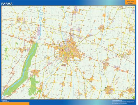 Map of Parma city in Italy | Laminated wall maps of the world.