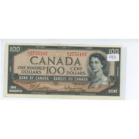 1954 Canadian 100 Dollar Bill - Schmalz Auctions