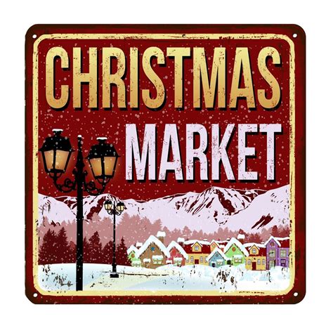 Christmas Market Metal Sign Fabric Panel - Red – ineedfabric.com