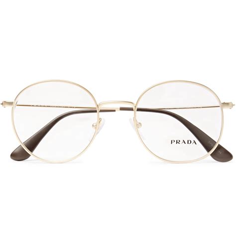 Prada Round-frame Gold-tone Optical Glasses in Metallic for Men - Lyst