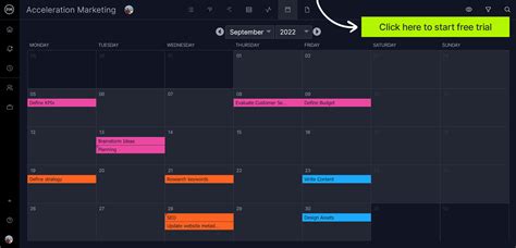 Excel Project Calendar Template