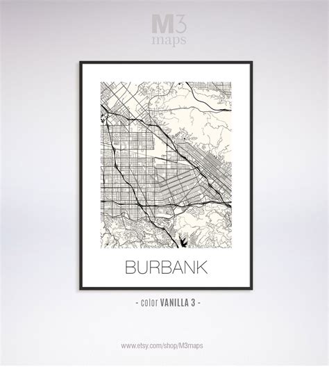 Burbank California Burbank CA map Burbank map Burbank | Etsy