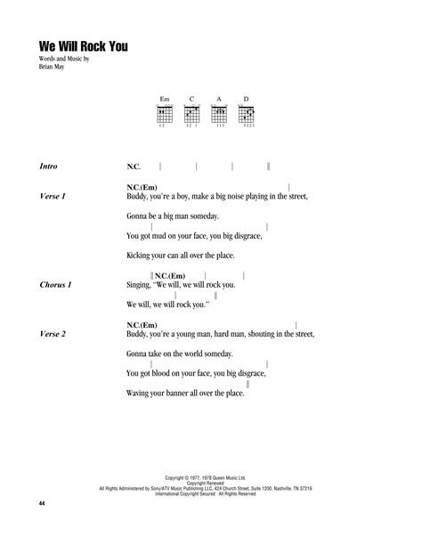 We Will Rock You by Queen - Guitar Chords/Lyrics - Guitar Instructor