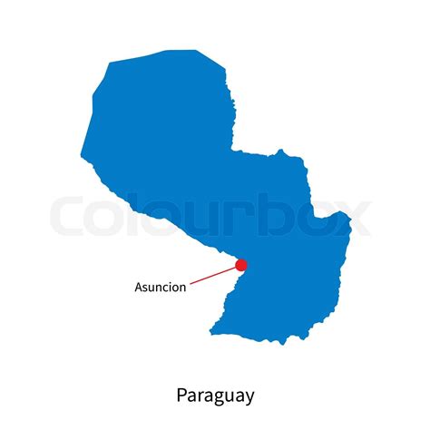 Detailed vector map of Paraguay and capital city Asuncion | Stock ...