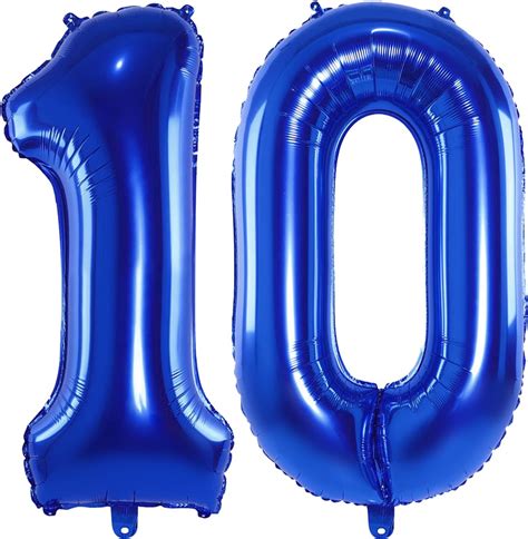 Amazon.com: Navy Blue Number 10 Balloons 40Inch Huge Royal Blue Number ...