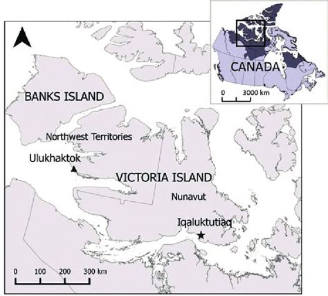 Map of Victoria Island showing the communities of Iqaluktutiaq, Nunavut ...