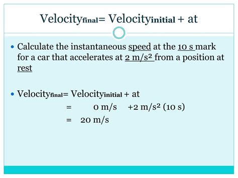 PPT - a = Velocity final – Velocity initial time PowerPoint ...