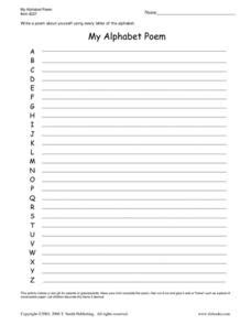 My Alphabet Poem 3rd - 5th Grade Worksheet | Lesson Planet