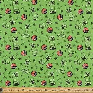 Minecraft Creeper Allover Cotton Fabric Green