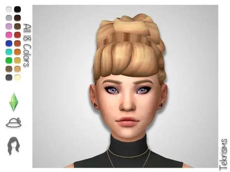 The Sims Resource: Cinderella Bun Realistic Hair - Sims 4 Hairs