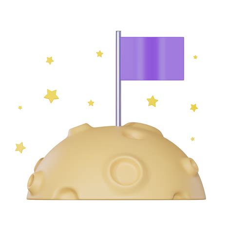 Moon and Flag Icon for Space Missions. 3D Render 46375904 PNG