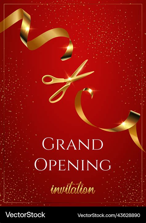 Grand opening invitation red vertical Royalty Free Vector