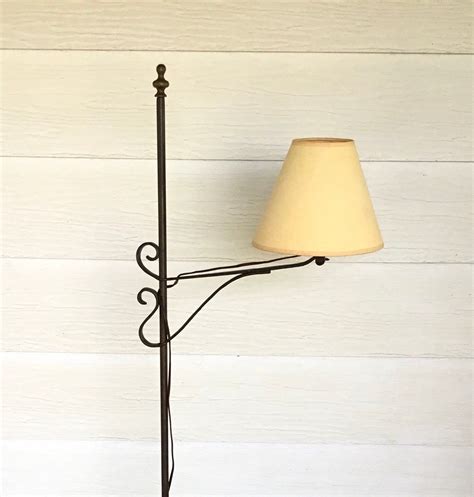 Floor Lamp Forged Iron Early American Black Wrought Iron Adjustable Colonial Light. LOCAL PICKUP ...