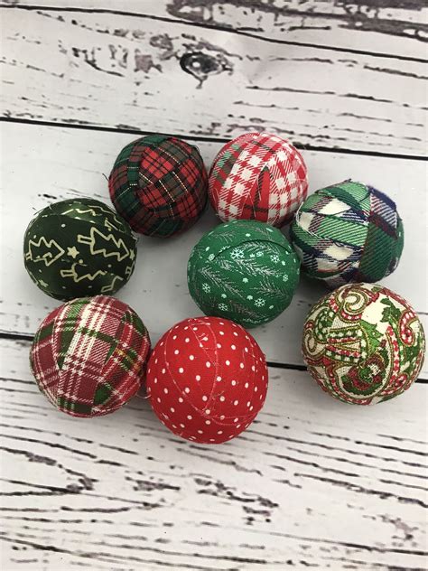 READY TO SHIP Fabric wrapped Christmas Holiday Red and Green | Etsy | Styrofoam ball crafts ...