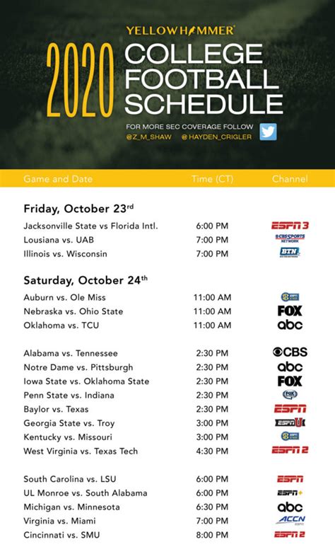 Printable Ncaa Football Tv Schedule - Printable Schedule